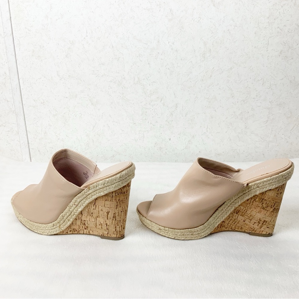 Charles David Balen Nude Espadrille Cork Wedges Size 11 Leather Summer Boho - Picture 5 of 8